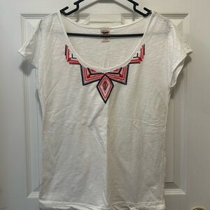 Chic White Women's Top with Red Embroidery
